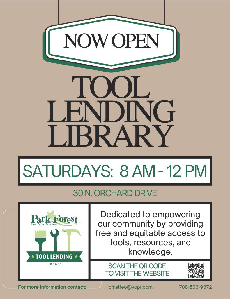This image is a flyer about the Tool Lending Library. 